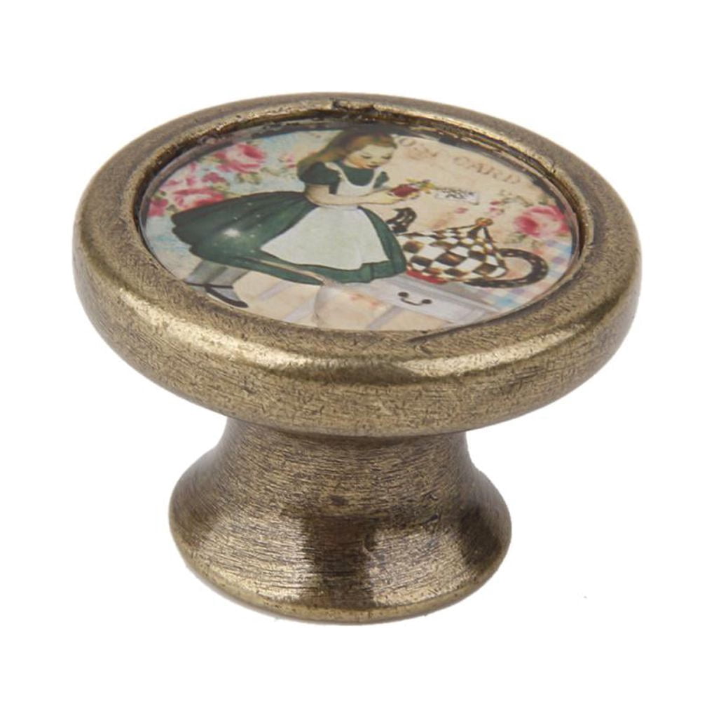 Axioma 7x Drawer Knob Polished Brass Cabinet Knobs, Vintage Dresser Handle for Cupboard