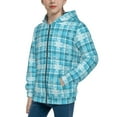 thumbnail image 2 of Pofeuu blue plaid Snowflake Print Teenage Zipper Hoodie Sweatshirts Hooded Casual Jackets With Pocket For Boys Girls-Medium, 2 of 6