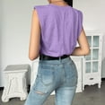 thumbnail image 3 of JINMGG Tank Tops for Women under $5,Ladies Fashion Solid Sleeveless V-neck T-Shirt with Shoulder Pad Loose Vest Purple S, 3 of 7