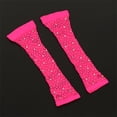 thumbnail image 4 of Xfvqtps Fingerless Gloves for Womens Mesh Thumb Hole Long Rhinestone Biling Solid Color Stretch Fashion Party Mittens Hot Pink, 4 of 4
