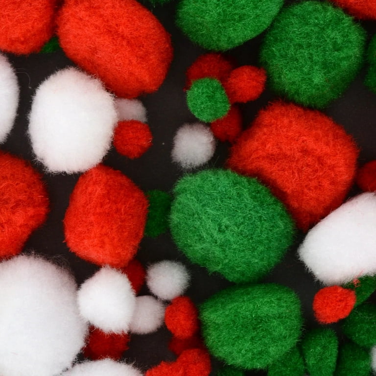 Christmas Woolly Pom Poms (Pack of 90) Christmas Craft Supplies
