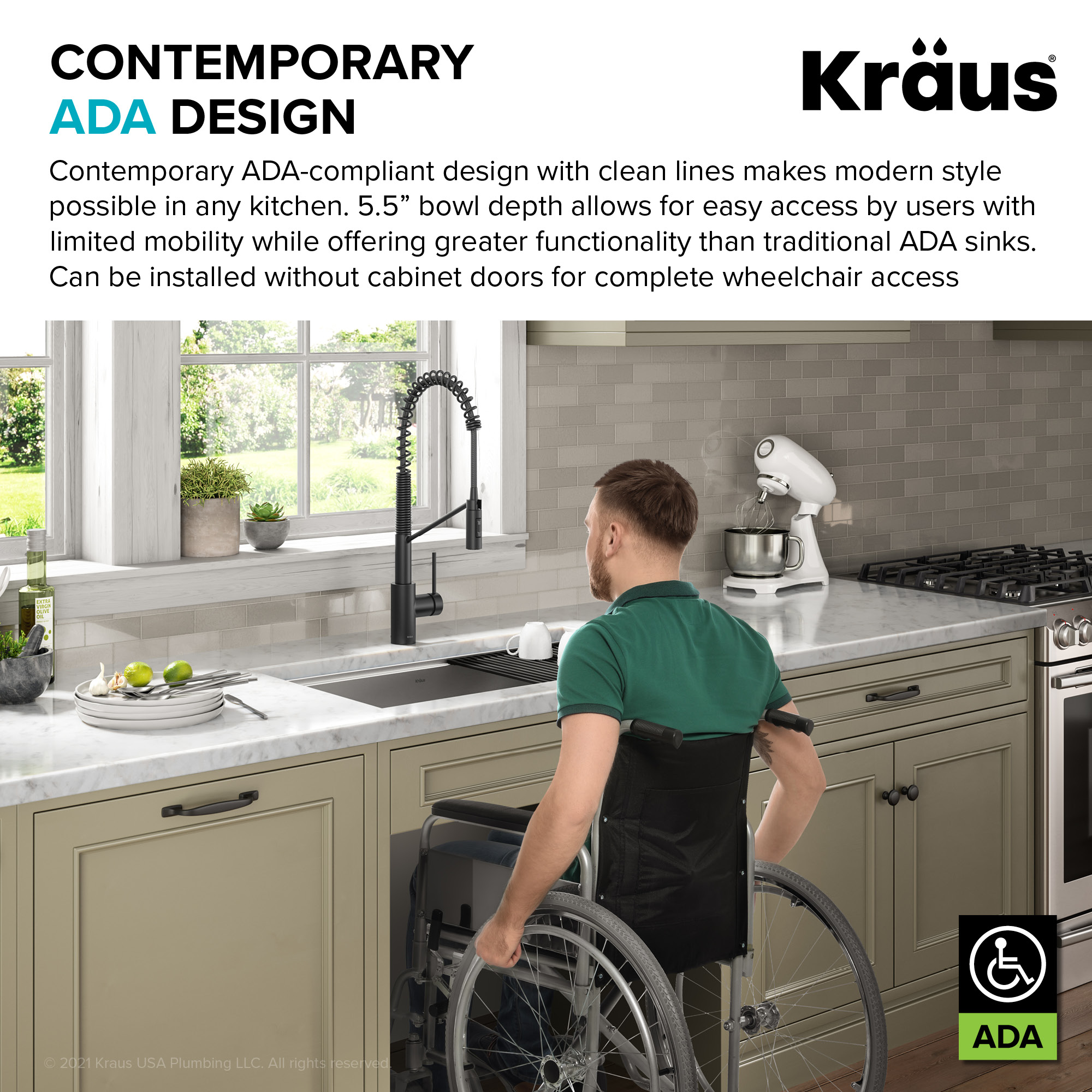 Kraus Kore ADA Workstation 32 Undermount 16 Gauge Stainless Steel Single  Bowl Kitchen Sink with Accessories