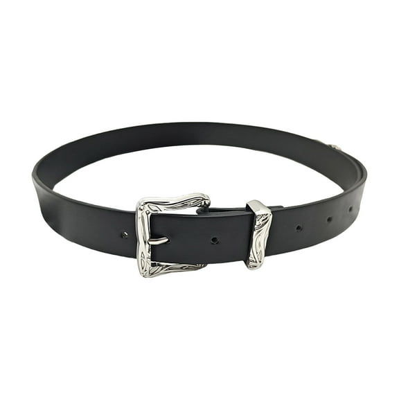 Metal Carving Buckle Belt for Men Women PU Leather Waistband Decorative Belt for Pants Jeans Adult Clothing Accessory