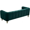 thumbnail image 5 of LuxyHoom Modern Velvet Sofa, Button Tufted Chesterfield Sofa with Arms and Gold Metal Legs, 3-Seater Sofa Couch Upholstered Sofa for Living Room Bedroom Office Apartment, 83.07"×31.89"×27.95", Green, 5 of 14