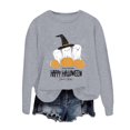 thumbnail image 2 of Ghost Pumpkin Halloween Sweatshirts for Women Long Sleeve Crewneck Happy Halloween Graphic Sweatshirt Pullover Tops, 2 of 5