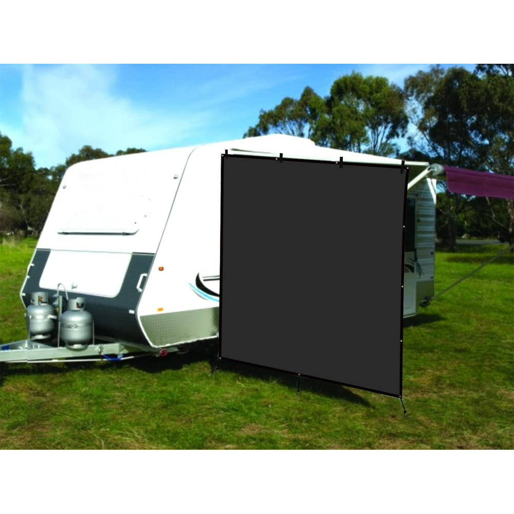 CAMWINGS RV Awning Privacy Screen Shade Panel Kit Side Sunblock Shade Drop 8 x 10ft, Black