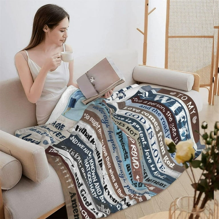 Christian Religious Gifts for Wife Bible Verse Wife Blanket for Prayer Spiritual Inspirational for Women Wife from Husband Soft Warm Blanket for