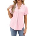 thumbnail image 4 of AherBiu Hauts de Plage pour Femmes, Col à Trous, Manches Courtes, Boho, Voyage, Été, Blouse Décontractée, 4 of 6