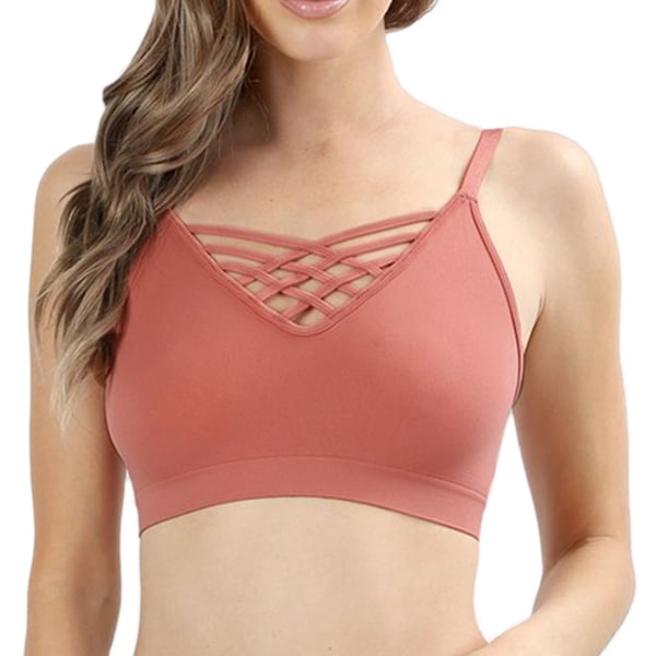 Fashion Lady Yoga Bra Back Triple Criss Cross Caged Strappy Tops Bralette Padded 