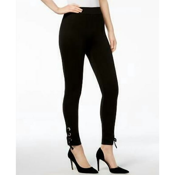 INC Women's Black Comfort Waist High Rise Shaping Lace Up Ankle Leggings Size S