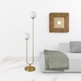 thumbnail image 3 of HomeRoots 523432 69 in. Brass Two Light Novelty Floor Lamp with White Frosted Glass Globe Shade, 3 of 3
