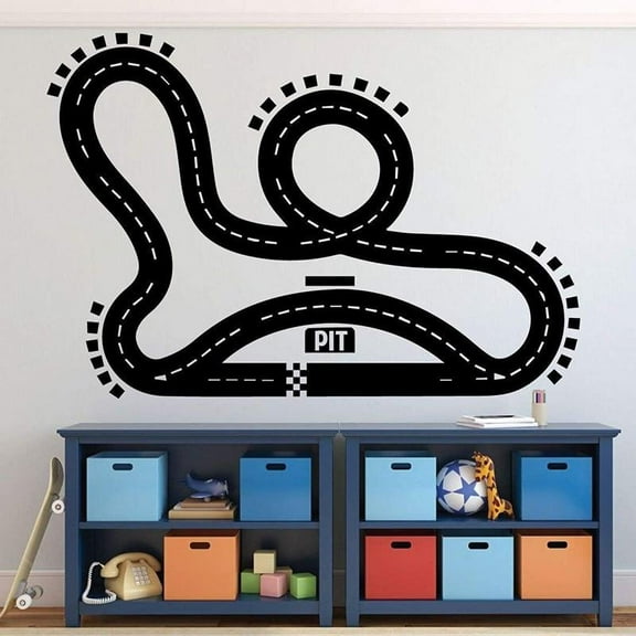 Race Track Vinyl Sticker For Children's Bedroom Decoration, Playroom Boy's Nursery Room Wall Decal Murals 42x29cm