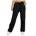 thumbnail image 2 of TrendOFT Baggy Wide Leg Sweatpants Women Soft High Waisted Jooger Pants Teen Girl Drawstring Yoga Athletic Lounge Sweat Pants Black L, 2 of 9