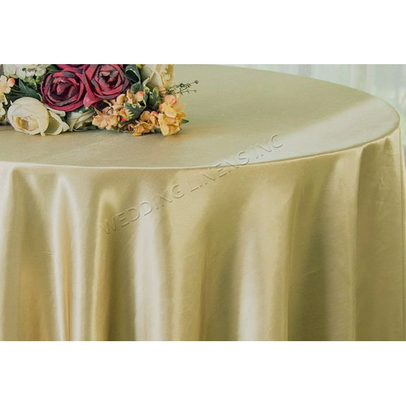 Wedding Linens Inc. 108" Round Satin Tablecloth Satin Table Cover Linens - Cappuccino