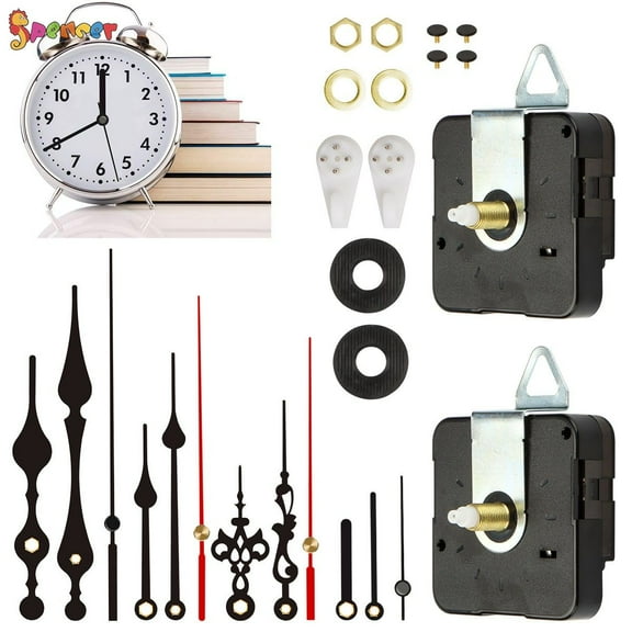 Spencer 2 Pair Hands Quartz Clock Movement Mechanism Battery Operated DIY Wall Clock High Torque Long Shaft Clock Movement Repair Parts Replacement Kit (Shaft Length 0.71 Inch/ 18 mm)