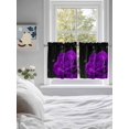 thumbnail image 4 of Purple Rose Kitchen Curtains Tier 36 Inch Length, Abstract Spring Flowers Vintage Black Rod Pocket Light Filtering Window Curtains Living Room Bedroom Curtain Drapes Cafe Curtain 27.5''x36''x2, 4 of 6