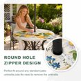 thumbnail image 4 of Round Outdoor Tablecloth with Umbrella Hole and Zipper, Yellow Sunflowers Tablecloth with Elastic Waterproof, Floral Bees Elegant Pastoral Botanical Patio Table Covers for 55" - 60" Pool Tables, 4 of 9
