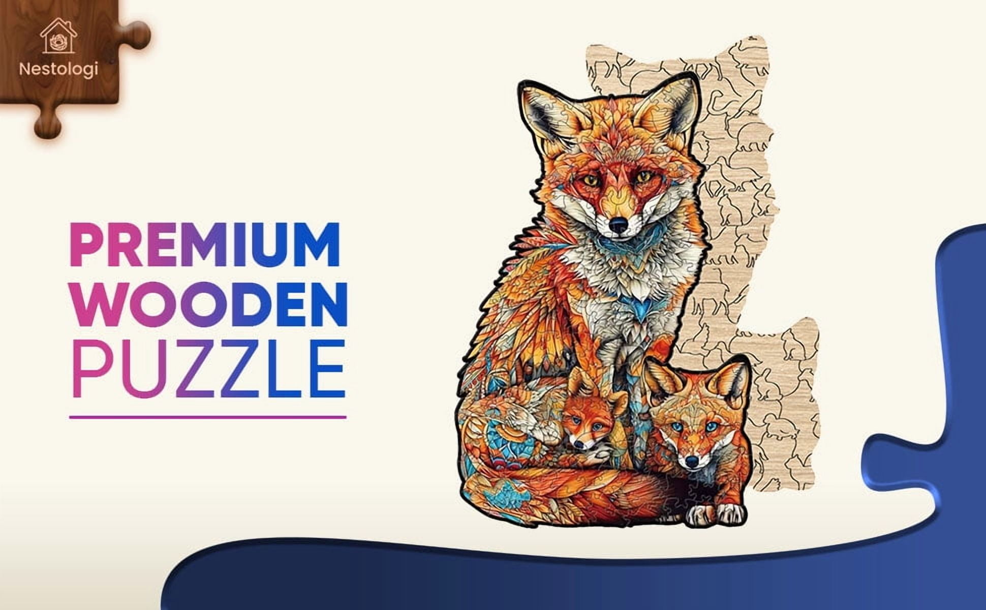 Nestologi Fox with Pup Premium Wooden Jigsaw Puzzle for Adults - Large - 5 Hours to Complete