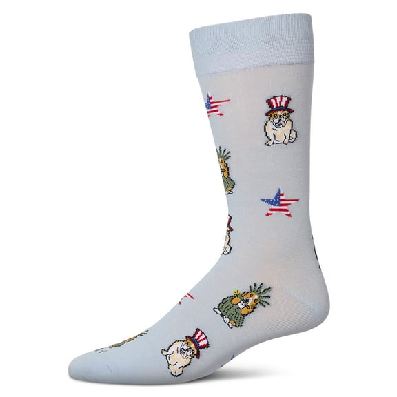 MeMoi Men's Patriotic Dogs Rayon From Bamboo Crew Socks - Mens - Male, 10-13, Skyway