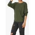 thumbnail image 3 of TheMoogan Women's Closet-Essential Drapey 3/4 Dolman Sleeve Boat Neck Relaxed Ribbed Top, 3 of 7