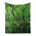 thumbnail image 1 of Green Soft Flannel Fleece Throw Blanket, Forest Moss Leaves Nature Themed Isolated Jungle Image Photo Print, Cozy Plush for Indoor and Outdoor Use, 50" x 60", Forest Green Dark Brown, by Ambesonne, 1 of 6