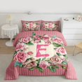 thumbnail image 2 of Homewish Pink Initial E Letter Bedding Comforter Set, Vintage Romantic Rose Twin Comforter Sets, Fashion Stripes Lines Reversible Bedding Set, Lightweight Room Decor, 2 Pieces, 2 of 8
