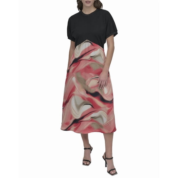 DKNY womens Mix Media Print Dress, l