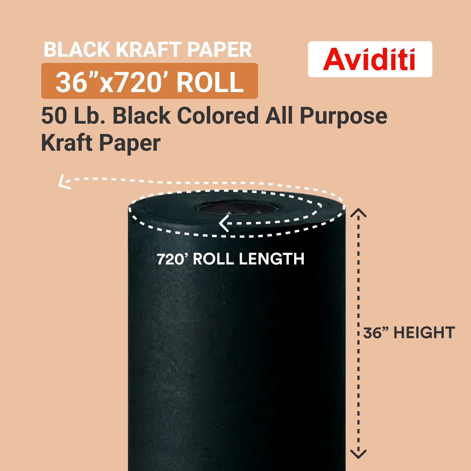 Box Partners Colored Kraft Paper 50# 36" Black 1/Roll KP3650BK