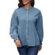 thumbnail image 1 of Blusa con volantes para mujer Camisa con cuello alto y botones de manga larga Abanopi Azul/Grande, 1 of 7