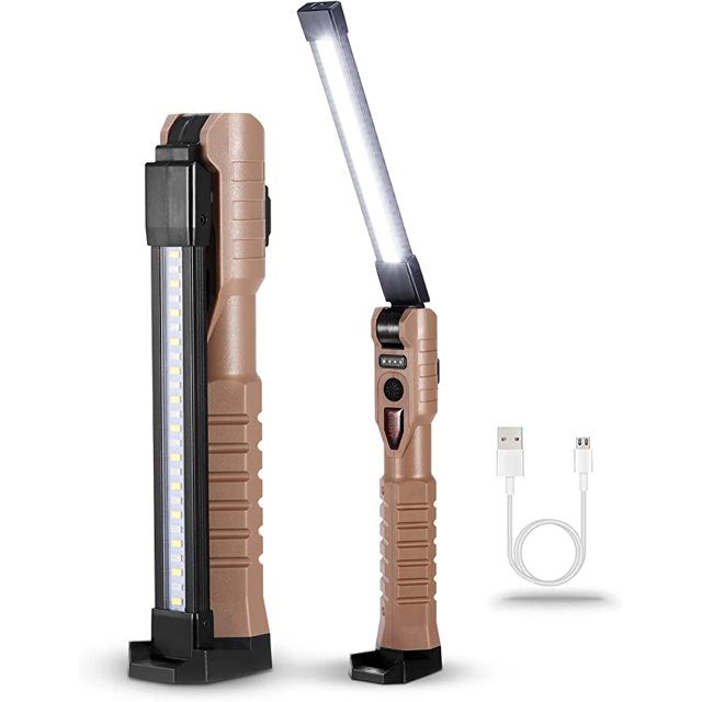 Luz de trabajo recargable, luz de inspección magnética con 7 modos de trabajo, base magnética y gancho para acampar, hogar, taller, uso de emergencia TUNC Sencillez