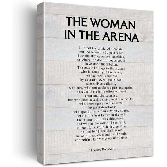 Aaheei Motivational the Woman in the Arena Quote Poster Canvas Wall Art for Office Home Decor - Positive Speech Canvas Print Wall Art Painting Ready to Hang Gifts