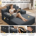thumbnail image 5 of CARZZI LIFE Chaise Lounge Sofa Chair Indoor, Oversized Corduroy Upholstered Boneless Sofa Bed, Deep Seat Sleeper Couch Reading Chair for Living Room, No Assembly Required (Grey), 5 of 9