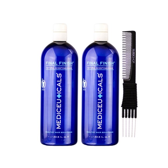 THERAPRO Mediceuticals Final Finish Lite Acidifying Rinse (33.8 oz) with SLEEKSHOP Teasing Comb Pack of 2
