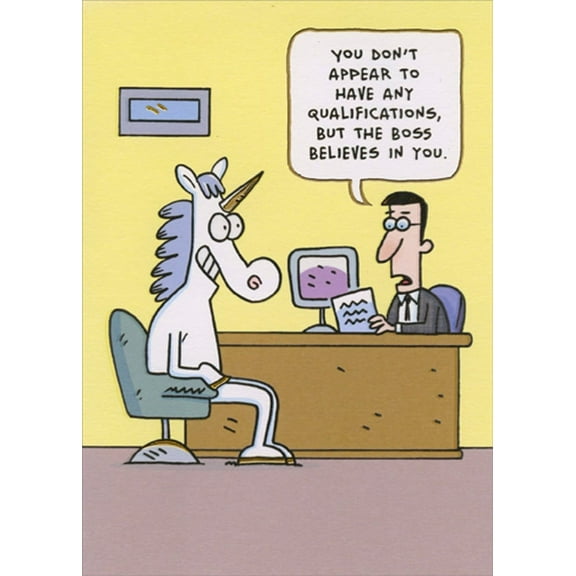 Designer Greetings Unicorn Interview : Boss Believes in You Humorous : Funny Boss's Day Card