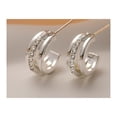 thumbnail image 6 of APSVO 18K White Gold Plated Rhinestone Hoop Earrings for Women S925 Sterling Silver Post Hypoallergenic Earrings Birthday Graduation Jewelry Gifts Teen Mom Her Wife Lady Adults Ideas, 6 of 8
