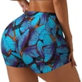 thumbnail image 2 of Fotbe Blue Butterflies Seamless Shorts, Womens Workout Shorts High Waist Stretch Booty Short for Gym/Yoga/Running/Biking-Medium, 2 of 9