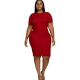 thumbnail image 4 of Pastel by Vivienne Women's Ribbed Bodycon Midi Dress Plus Size Red X-Large, 4 of 4