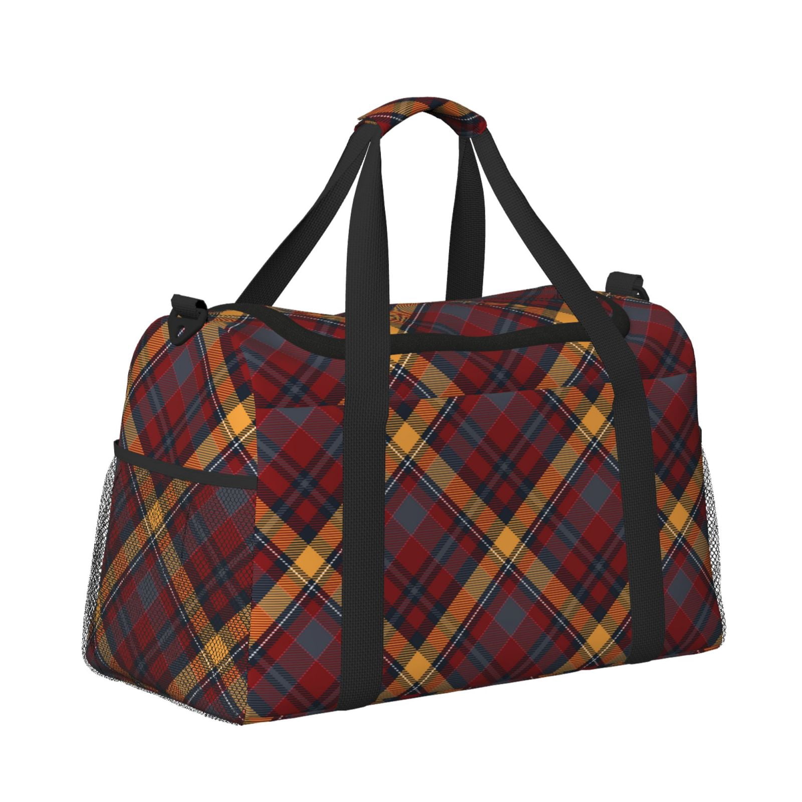 Fuzoiu Buffalo Check Plaid Print Travel Duffle Bag,Carry On Tote Bags,Duffel Bag,Sport Gym Bag, Hospital Bag for Labor and Delivery, Overnight Bag,Luggage Bag