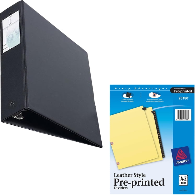 Avery Economy Ref. Ring Binder with Label Holders and Avery A-Z Copper-Reinforced Leather Index Dividers Value Bundle