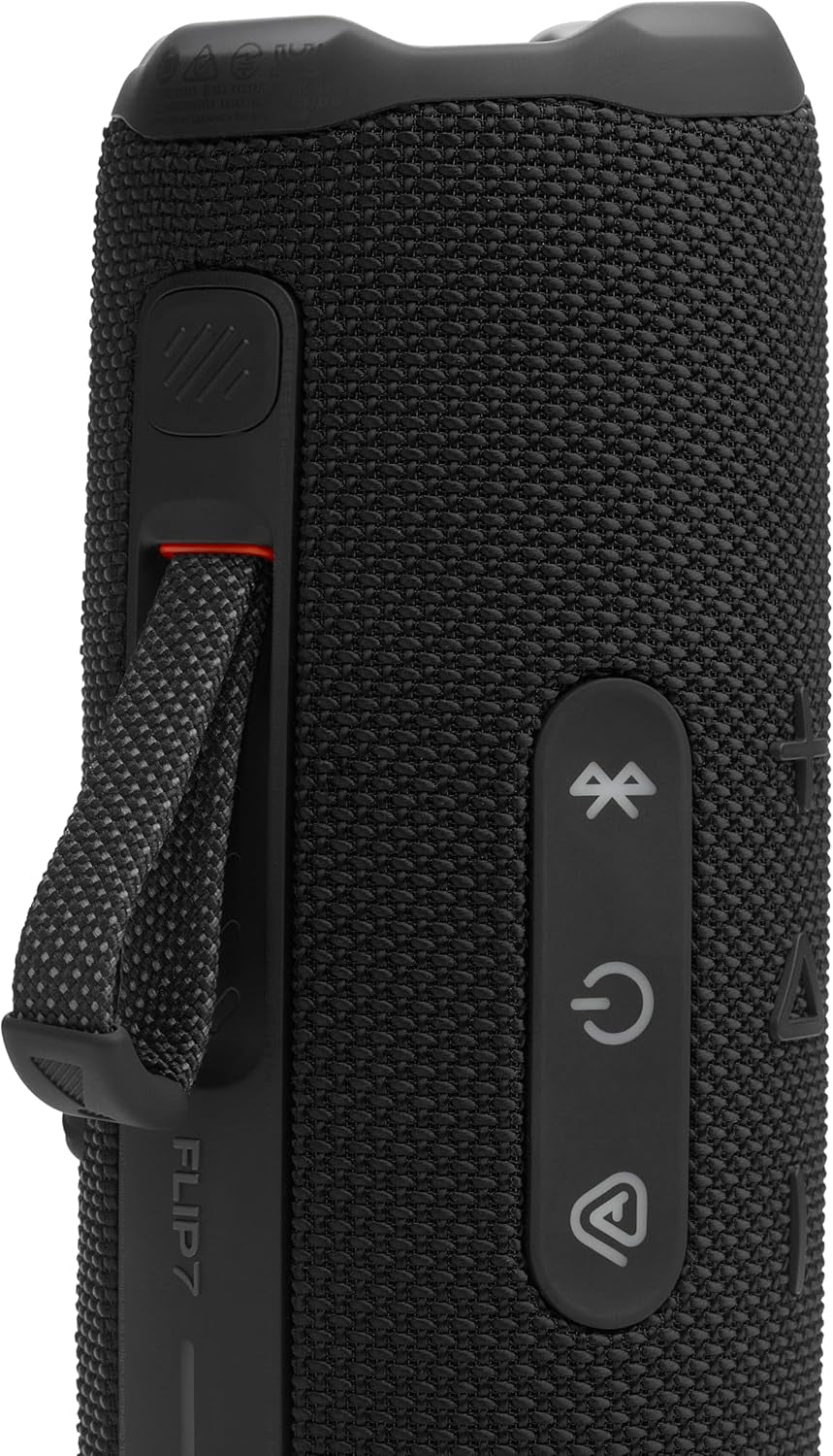 Open Box JBL Flip 7 - Portable waterproof and drop-proof speaker, Bold JBL Pro Sound with AI Sound Boost, 16Hrs of Playtime, and PushLock system with interchangeable accessories (Black)