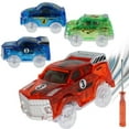 thumbnail image 1 of MesaSe 4Pcs Kids Toy Car with 5 LED Light Glow in The Dark Racing Car Toy Battery Powered Light Up Car Model Toy Compatible with Most Tracks for Toddlers Aged 3+, 1 of 10