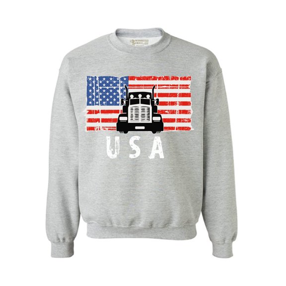 Awkward Styles Truck USA Crewneck Love USA Truck Sweatshirt for Men Red White and Blue Truck Sweatshirt for Women 4th of July Gifts USA Patriotic Men Women Sweater 4th of July Party