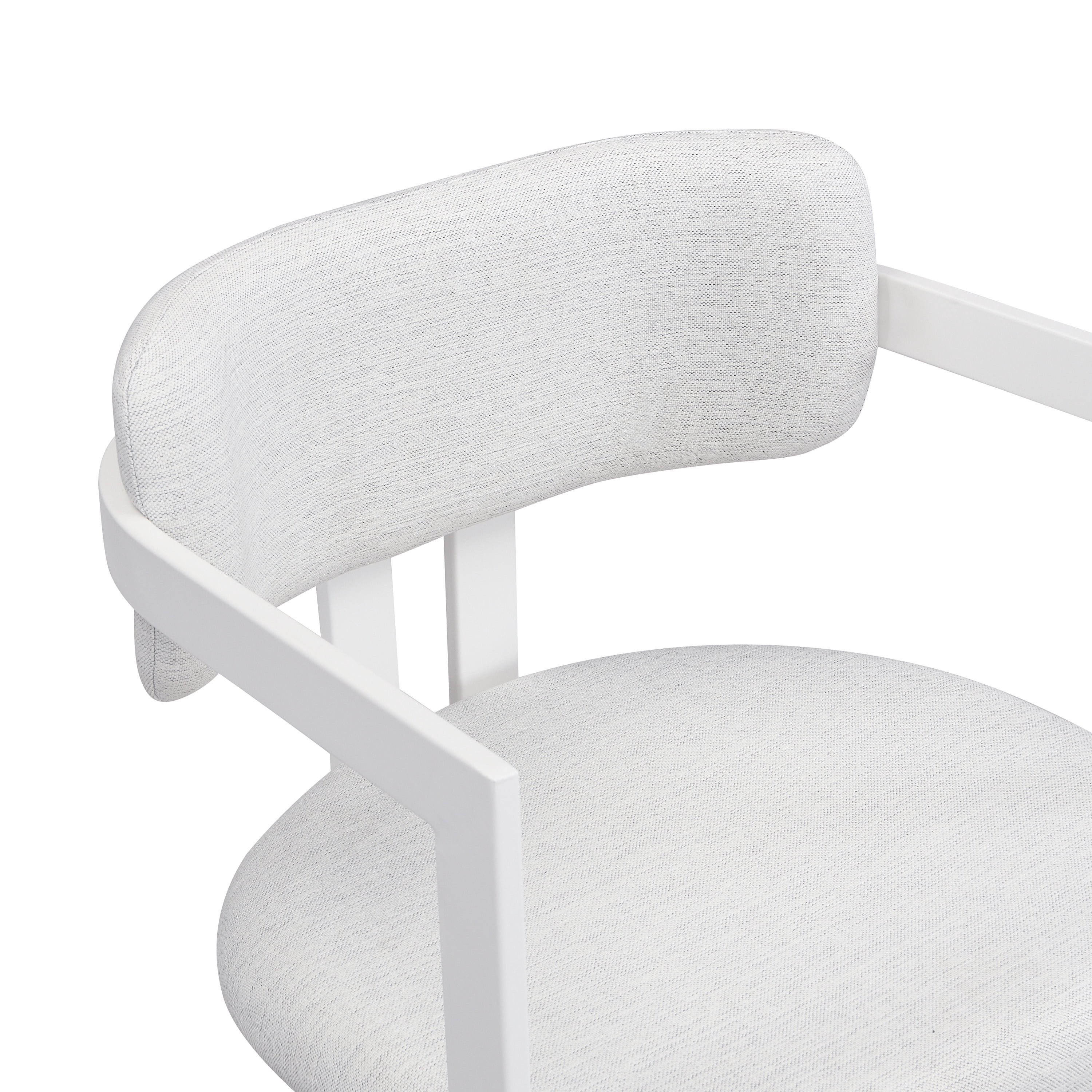 Dining Chairs Set of 2, Upholstered Armchairs, Fabric Dining Chairs with Beige Seat and White Metal Frame for Kitchen Dining Room Small Space, 265 lbs Capacity