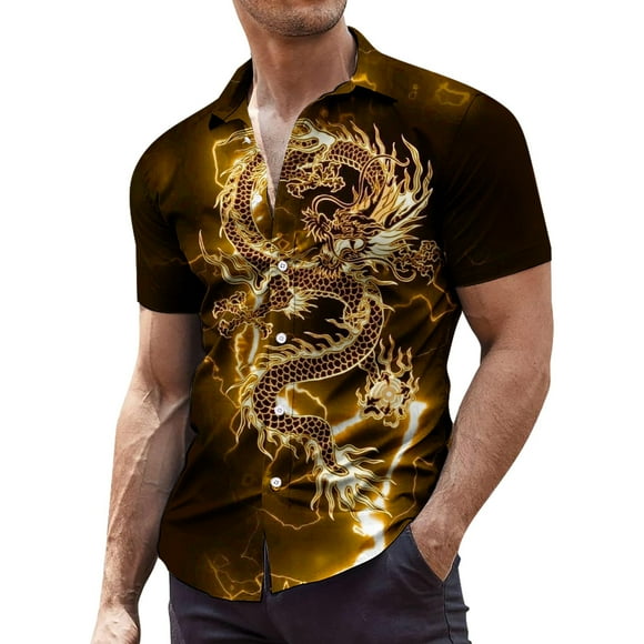 Men Fashion Loose Fit Short Sleeve Shirt with Unique Tie Dye Print Design for Casual Wear Comfort and Style