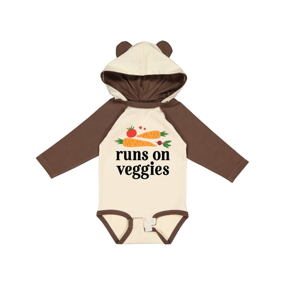 Inktastic Vegetarian Runs On Veggies Boys or Girls Long Sleeve Baby Bodysuit