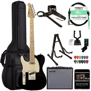 Sawtooth Black ET Series Left-Handed Electric Guitar with Aged White Pickguard - Includes: Gig Bag, Amp, Picks, Tuner, Strap, Stand, Cable, and Guitar Instructional