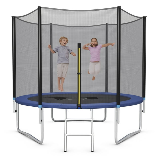 Gymax 8 FT Outdoor Trampoline Bounce Combo W/Safety Closure Net Ladder