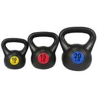BalanceFrom Wide Grip Kettlebell Exercise Fitness Weight 3-Piece Set (10lb, 15lb and 20lb)