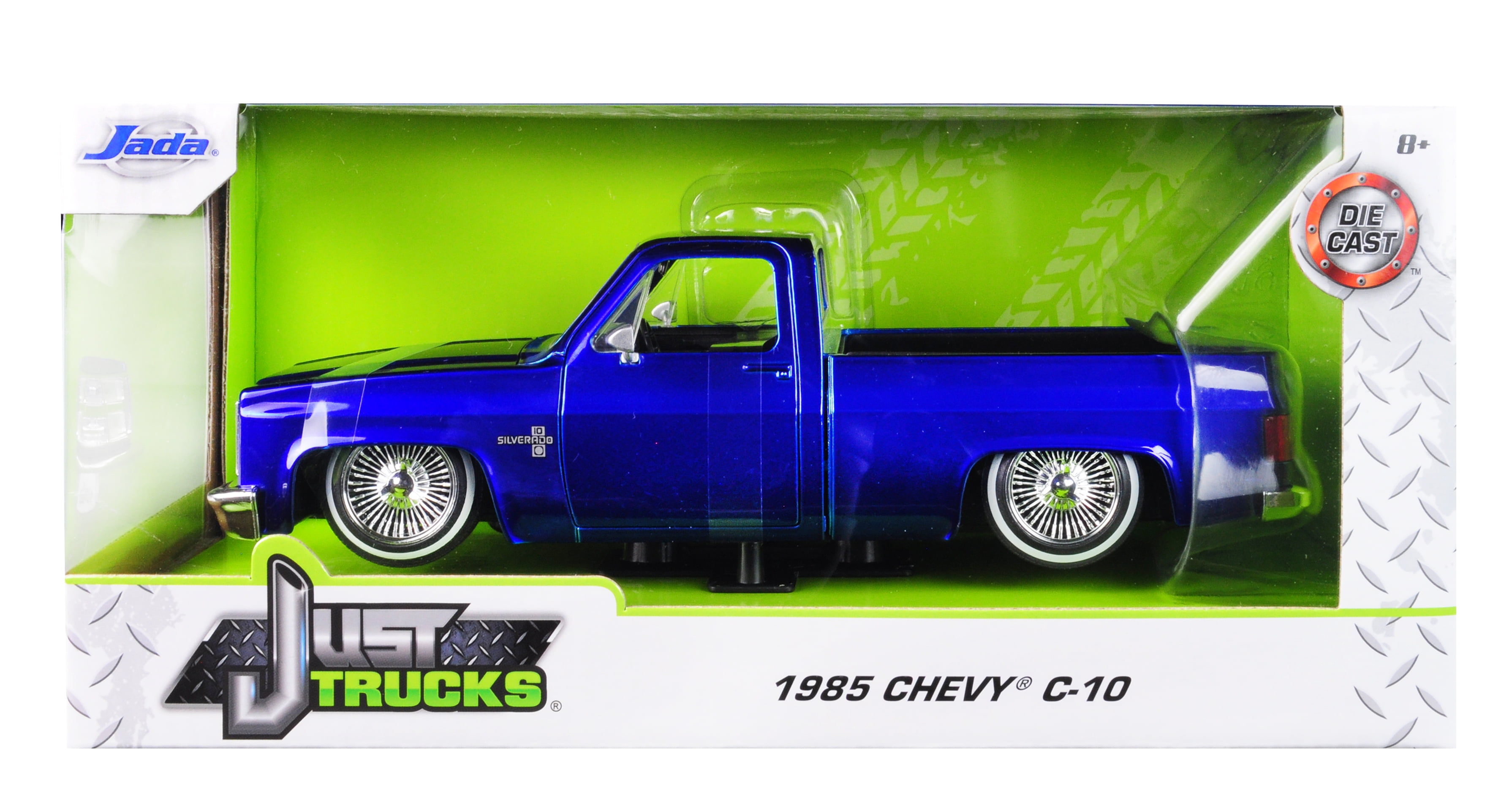 1985 Chevy C-10 Pickup Truck Diecast 1:24 Jada Toys 8 inch Blue with Rims