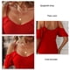thumbnail image 5 of Blusa informal holgada con tirantes finos para mujer para un look elegante en una cita, talla M Blusa roja con mangas con volantes, 5 of 6